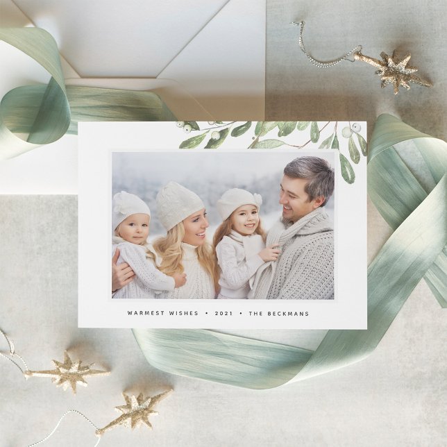 Cartes Pour Fêtes Annuelles Naturellement Joyeux | Photo botanique élégante (Créateur téléchargé)