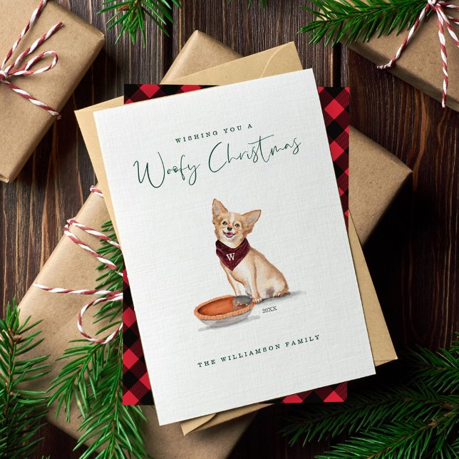 Cartes Pour Fêtes Annuelles Naughty Chien Aquarelle Chihuahua Mange Citrouille (Naughty Dog Watercolor Chihuahua Eats Pumpkin Pie Holiday Card)