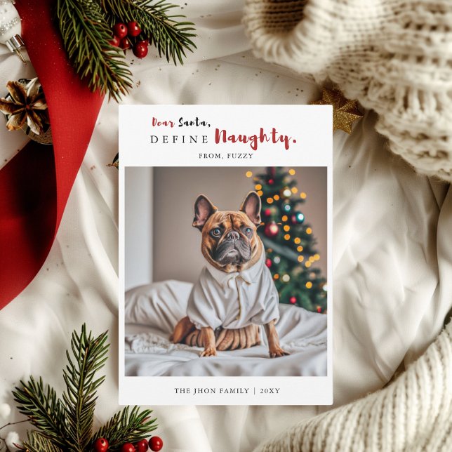 Cartes Pour Fêtes Annuelles Naughty Funny Chien Photo Calligraphie Noël (Créateur téléchargé)