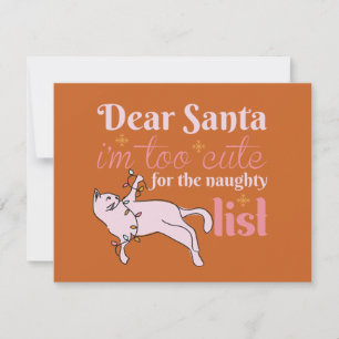 Cartes Pour Fêtes Annuelles Naughty List adorable Chat Noël