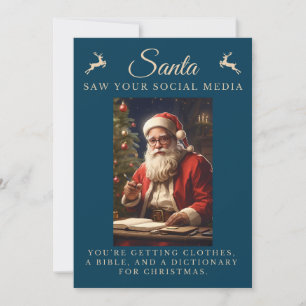 Cartes Pour Fêtes Annuelles Naughty List Funny Sarcastic Père Noël Noël