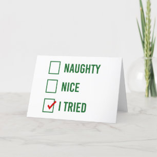 Cartes Pour Fêtes Annuelles Naughty, Nice, J'Ai Essayé - Drôle Citation De Noë