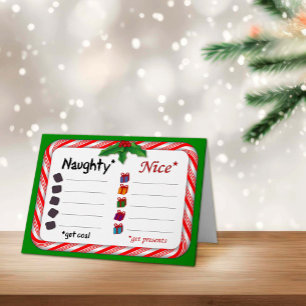 Cartes Pour Fêtes Annuelles Naughty ou Nice 5" x 7" replié