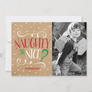 Cartes Pour Fêtes Annuelles Naughty ou Nice Kraft Noël
