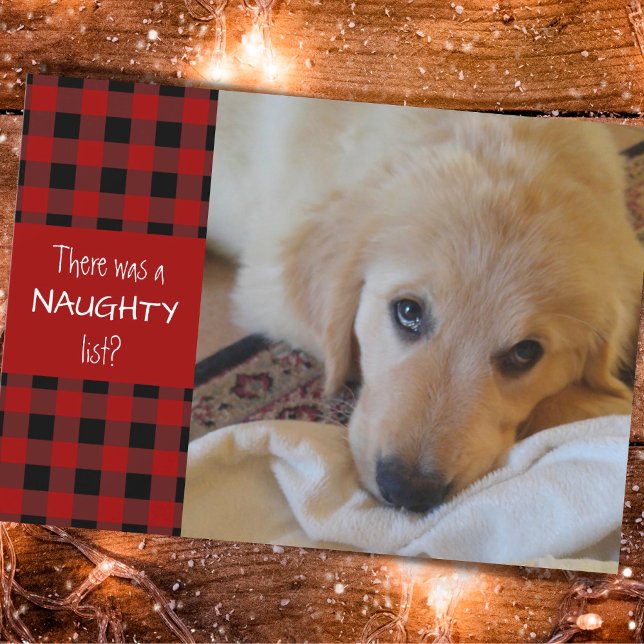 Cartes Pour Fêtes Annuelles Naughty ou Nice Rouge Plaid JEUX VACANCES (Créateur téléchargé)