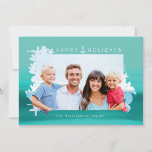 Cartes Pour Fêtes Annuelles Nautical Aqua Happy Holidays Ocean Photo Frame