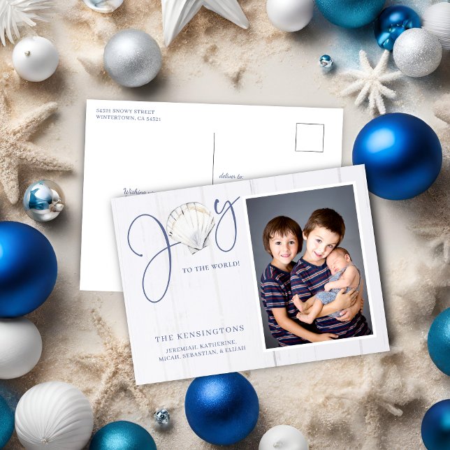 Cartes Pour Fêtes Annuelles Nautical Christmas Joy Holiday Photo (Nautical Christmas Joy Holiday Photo Christmas Card)