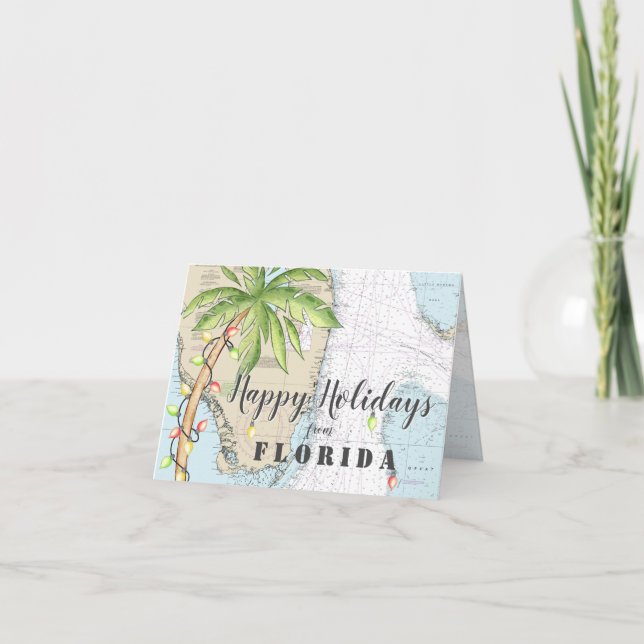 Cartes Pour Fêtes Annuelles Nautical Tropical Joyeuses Vacances de Floride (Devant)