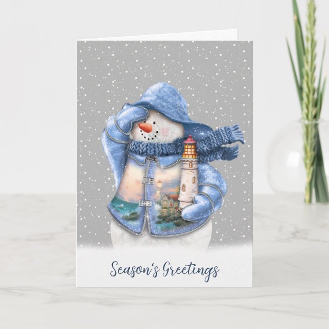 Cartes Pour Fêtes Annuelles Nautique marin de Snowman (Devant)