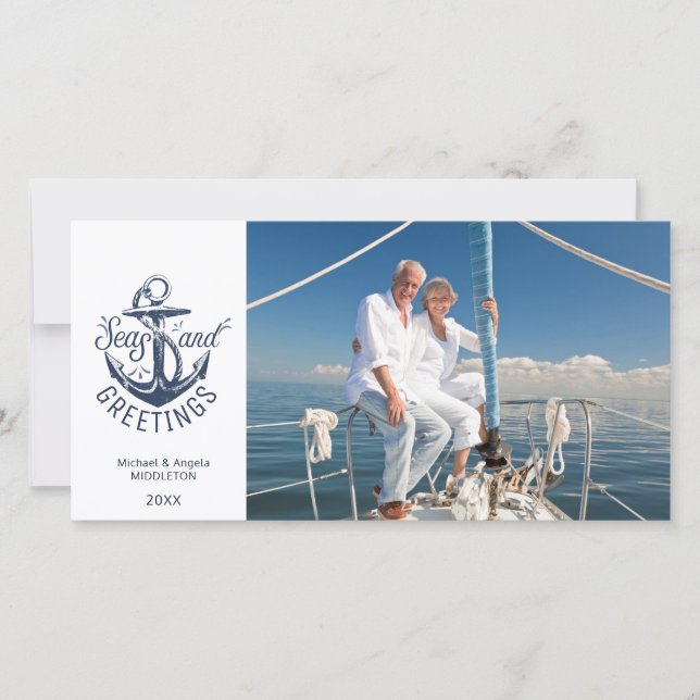 Cartes Pour Fêtes Annuelles Nautique MERS DE Noël ET SALUT Ancre Photo (Devant)