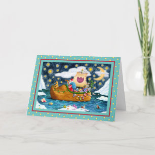 CARTES POUR FÊTES ANNUELLES NAVIRE DE PÈRE NOËL CHAUSSON HOLLANDAIS, ICEBERGS,