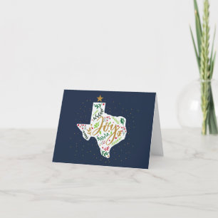 Cartes Pour Fêtes Annuelles Navy Blue Joy Vacances Feuilles Texas Shape Photo