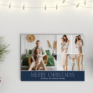 Cartes Pour Fêtes Annuelles NAVY Christmas Elegant 4 Collage Message photo