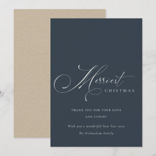 Cartes Pour Fêtes Annuelles Navy Grey Script Merriest Noël Grey