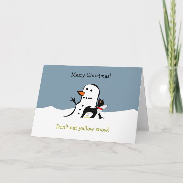 Cartes Pour Fêtes Annuelles Ne mange pas de neige jaune (Devant)
