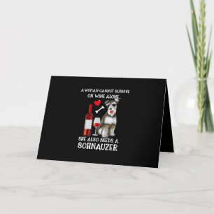 Cartes Pour Fêtes Annuelles Ne peut survivre au vin seul a besoin de Schnauzer