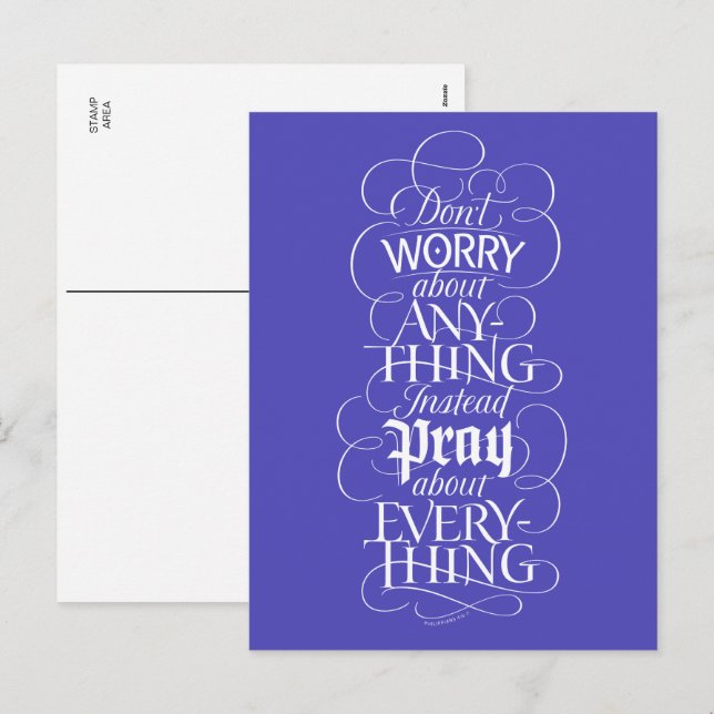Cartes Pour Fêtes Annuelles NE T'INQUIÈTE PAS Bible chrétienne Verse Calligrap (Devant / Derrière)