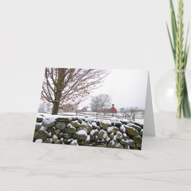 Cartes Pour Fêtes Annuelles Neige à la ferme - Hollis NH (Devant)
