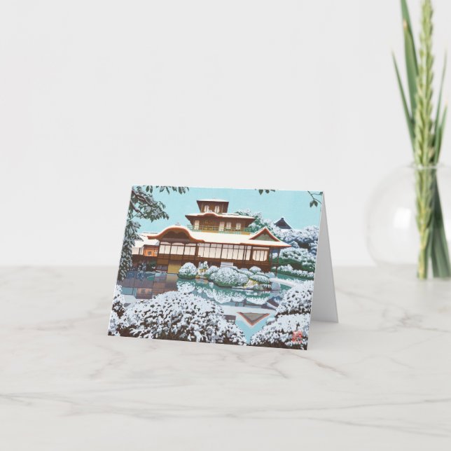 Cartes Pour Fêtes Annuelles Neige au temple de Hiunkaku paysage d'hiver japona (Devant)
