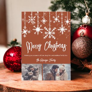 Cartes Pour Fêtes Annuelles Neige blanche élégante boho joyeux noël 2 photos