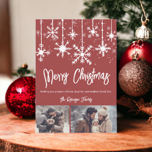 Cartes Pour Fêtes Annuelles Neige blanche élégante rouge joyeux noël 2 photos