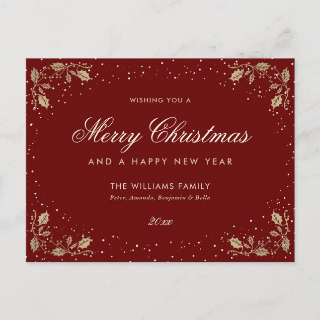 Cartes Pour Fêtes Annuelles Neige blanche rouge (Devant)