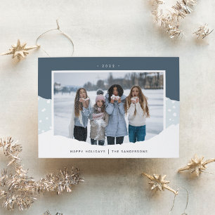 Cartes Pour Fêtes Annuelles Neige   Colorblock Horizontal