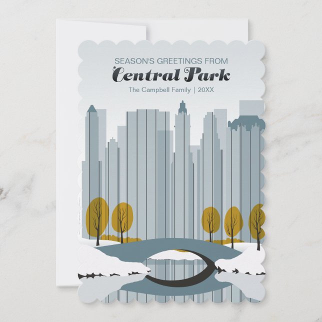 Cartes Pour Fêtes Annuelles Neige de vacances de Central Park (Devant)