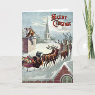 Cartes Pour Fêtes Annuelles Neige de William Roger - Père Noël vintage et
