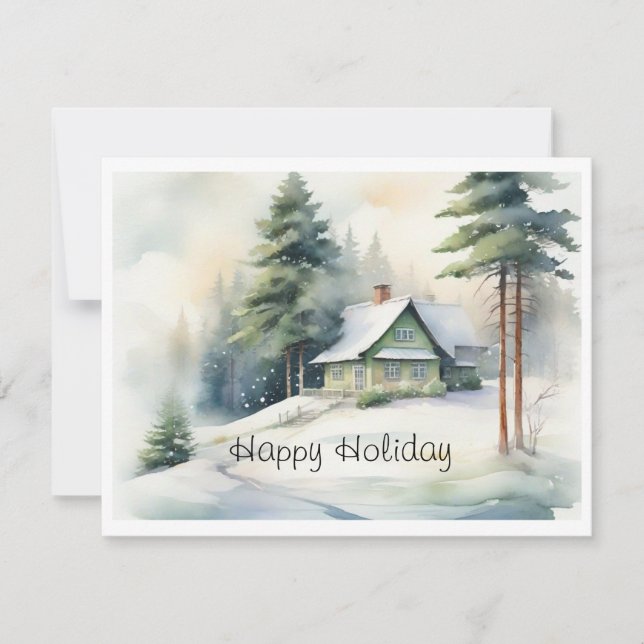 Cartes Pour Fêtes Annuelles Neige d'hiver (Devant)