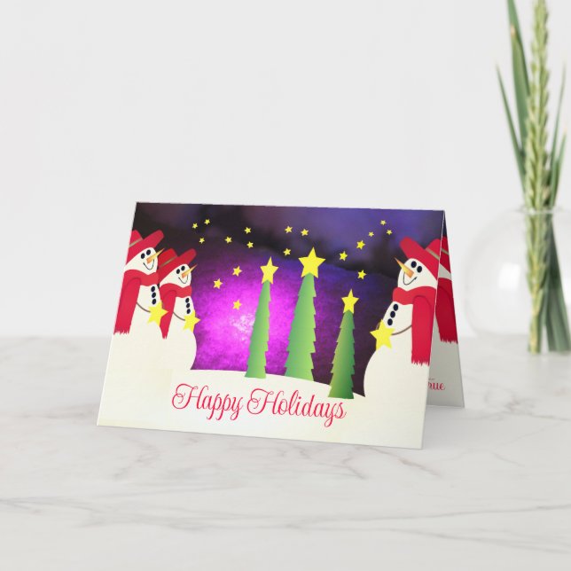 Cartes Pour Fêtes Annuelles Neige Et Étoiles (Devant)
