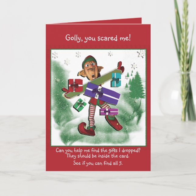 Cartes Pour Fêtes Annuelles Neige mignonne de Noël d'Elf (Devant)