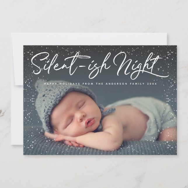 Cartes Pour Fêtes Annuelles Neige nocturne silencieuse Photo complète (Devant)