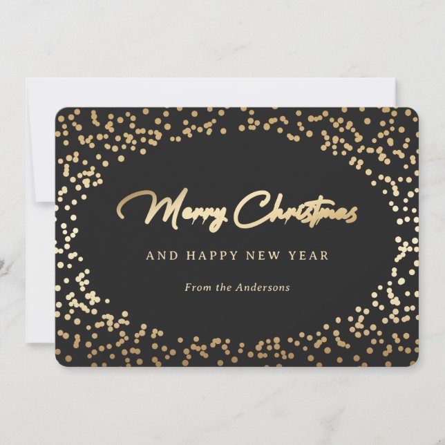 Cartes Pour Fêtes Annuelles Neige noire et or (Devant)