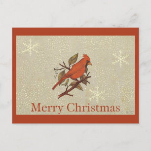 Cartes Pour Fêtes Annuelles Neige rouge de cardinal d'oiseau de Noël