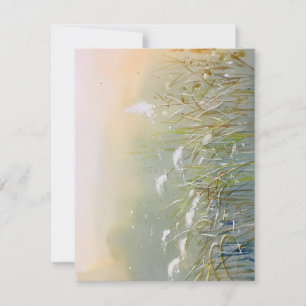 Cartes Pour Fêtes Annuelles Neige Sur L'Herbe De Marais En Aquarelles