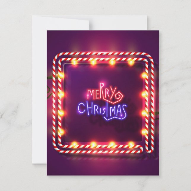 Cartes Pour Fêtes Annuelles Neon Joyeux Sucre de canne de Noël (Devant)