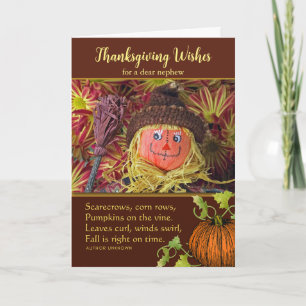 Cartes Pour Fêtes Annuelles Nephew Thanksgiving mignon Harvest Scarecrow