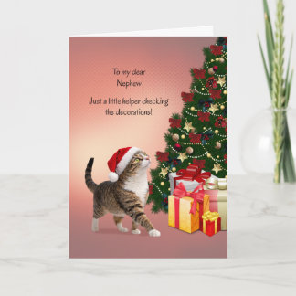 Cartes Pour Fêtes Annuelles Nephew with Cat in a Christmas Hat Christmas 
