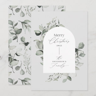 Cartes Pour Fêtes Annuelles Nettoyer moderne élégant botanique vert gris