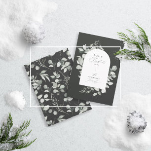 Cartes Pour Fêtes Annuelles Nettoyer moderne élégant botanique vert gris noir