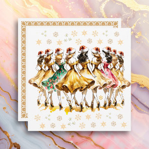 Cartes Pour Fêtes Annuelles Neuf Dames Dançant   Les Douze Jours de Noël