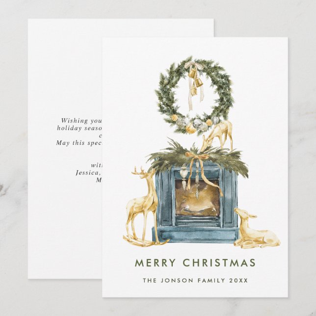 Cartes Pour Fêtes Annuelles Neutre Bohème Composition de Noël Salutation (Devant / Derrière)