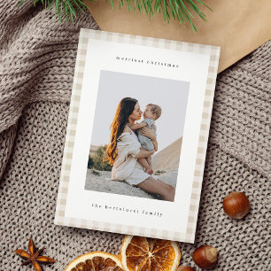 Cartes Pour Fêtes Annuelles Neutre Minimaliste Plaid Photo unique