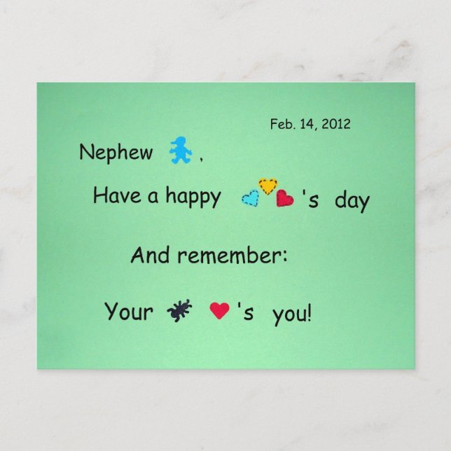 Cartes Pour Fêtes Annuelles Neveu, heureuse Sainte-Valentin ! (Devant)