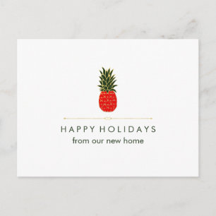 Cartes Pour Fêtes Annuelles New Address at Christmas Red Green Gold Pineapple