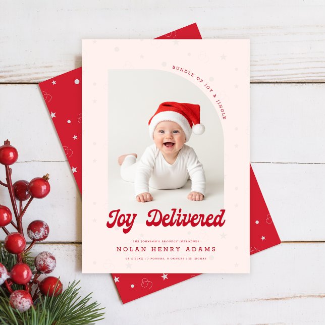 Cartes Pour Fêtes Annuelles New Baby First Christmas Photo Birth Announcement (Créateur téléchargé)