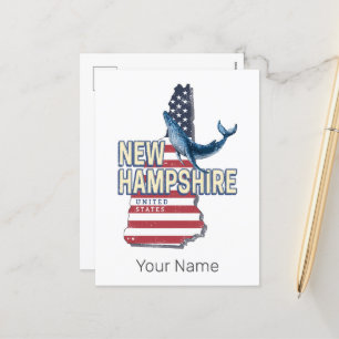 Cartes Pour Fêtes Annuelles New Hampshire États-Unis Retro State Map