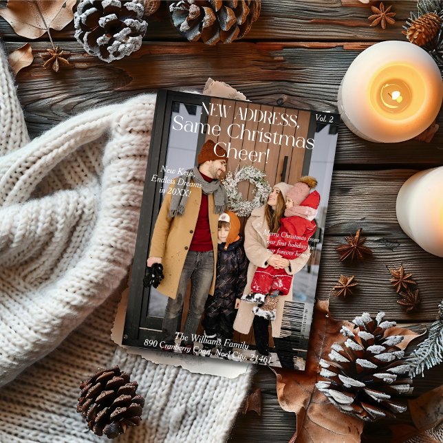 Cartes Pour Fêtes Annuelles New Home Famille photo couverture du magazine Noël (New Home Family photo Christmas magazine cover Holiday Card)