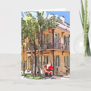 Cartes Pour Fêtes Annuelles New Orleans House Santa Card,